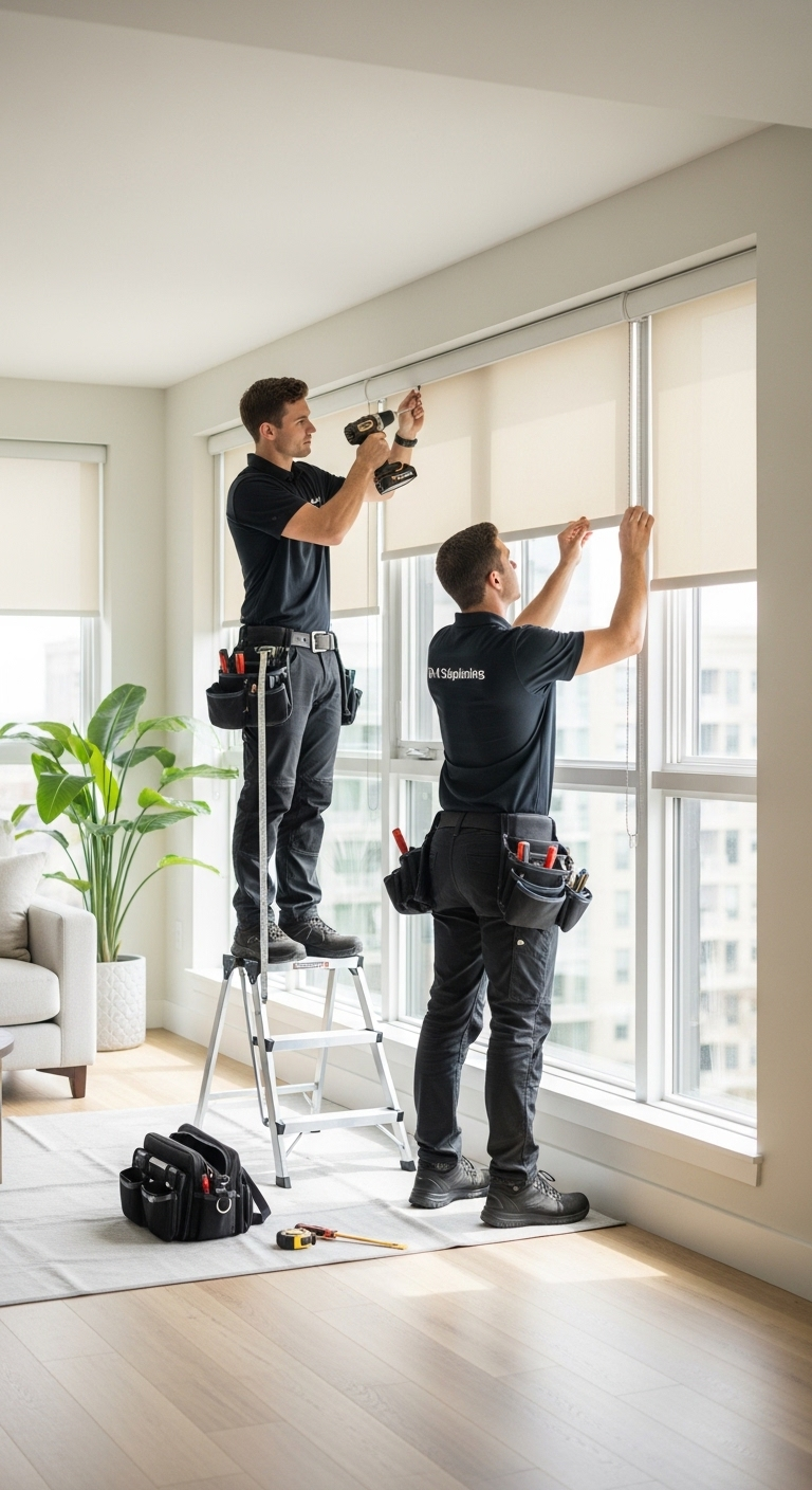 Installer measuring window coverings
